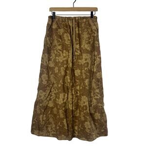 Eddie Bauer Brown Floral Print Linen Maxi Skirt